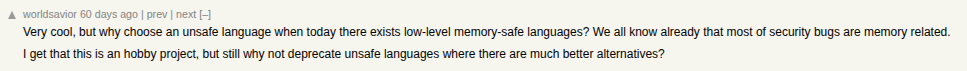 A screenshot of a hacker news comment